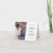 クラシック白黒の結婚写真 サンキューカード (正面)