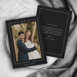 クラシック白黒の結婚写真 サンキューカード