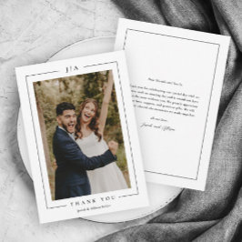 クラシック白黒の結婚写真 サンキューカード