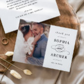 クラシック白黒の結婚写真 サンキューカード