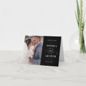 クラシック白黒の結婚写真 サンキューカード (正面)