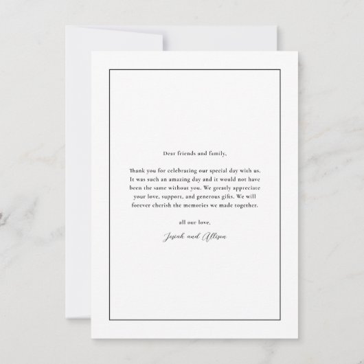 クラシック白黒の結婚写真 サンキューカード (裏面)