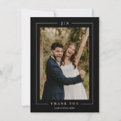 クラシック白黒の結婚写真 サンキューカード (正面)