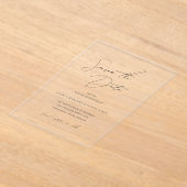 クラシック白黒の結婚式の日付を保存 アクリル招待状 (レイダウン)