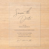 クラシック白黒の結婚式の日付を保存 アクリル招待状 (正面)