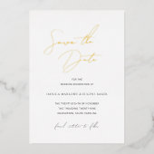 クラシック白黒の結婚式の日付を保存 箔招待状 (正面)