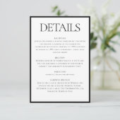 クラシック白黒の結婚詳細情報 エンクロージャーカード (スタンド正面)