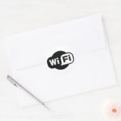 クラシック白黒のWiFiシンボル ラウンドシール (封筒)