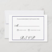 クラシック白黒ウェディングRSVPカード 出欠カード (正面)