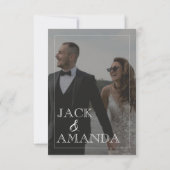 クラシック白黒エレガントなウェディングRSVPカード サンキューカード (裏面)