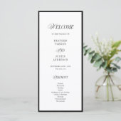 クラシック白黒エレガントな結婚式プログラム (スタンド正面)