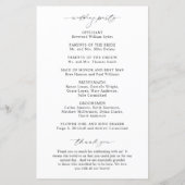 クラシック白黒エレガントな結婚式プログラム (裏面)