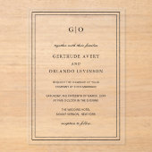 クラシック白黒エレガントな結婚式 アクリル招待状 (正面)