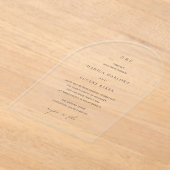 クラシック白黒エレガントな結婚式 アクリル招待状 (レイダウン)