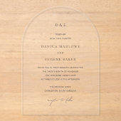 クラシック白黒エレガントな結婚式 アクリル招待状 (正面)