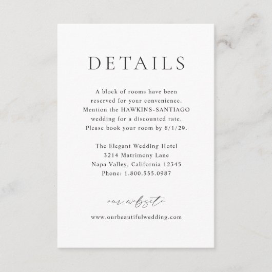 クラシック白黒エレガントな結婚式 エンクロージャーカード (正面)