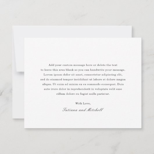 クラシック白黒エレガントな結婚式 サンキューカード (裏面)