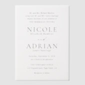 クラシック白黒エレガントな結婚式 ベラム紙招待状 (正面)