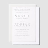 クラシック白黒エレガントな結婚式 ベラム紙招待状 (オフセット)