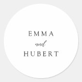 クラシック白黒エレガントな結婚式 ラウンドシール (正面)