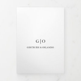 クラシック白黒エレガントな結婚式 三つ折り招待状