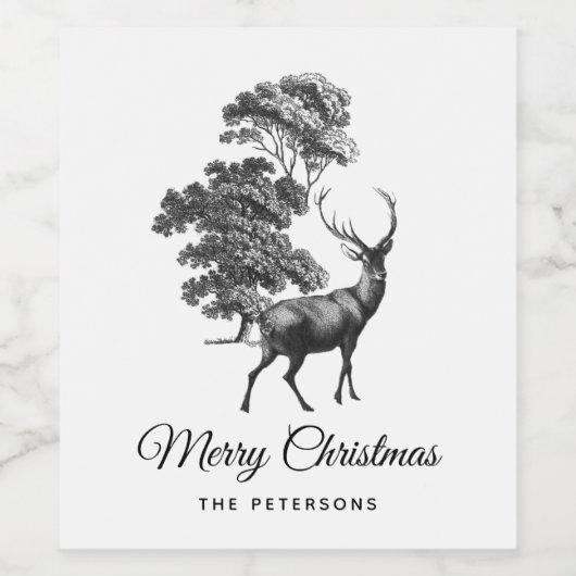 クラシック白黒エレガントトイルディアインフォレストホテル ワインラベル (シングルラベル)