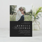 クラシック白黒エレガント写結婚真 招待状 (スタンド正面)