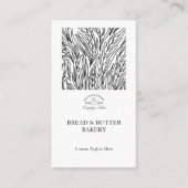 クラシック白黒エレガント小麦パターンベーカリー 名刺 (正面)
