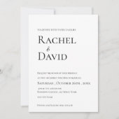 クラシック白黒エレガント結婚タイポグラフィ 招待状 (正面)