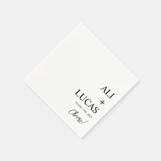 クラシック白黒カクテル結婚ナプキン スタンダードカクテルナプキン (角)