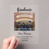 クラシック白黒クラスadd year scho卒業 アクリル招待状 (インサイチュ (ポータブル))