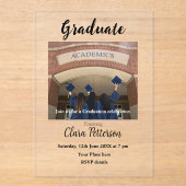 クラシック白黒クラスadd year scho卒業 アクリル招待状 (正面)