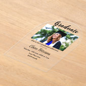 クラシック白黒クラスadd year scho卒業 アクリル招待状 (レイダウン)