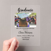 クラシック白黒クラスadd year scho卒業 アクリル招待状 (インサイチュ (ポータブル))