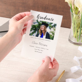 クラシック白黒クラスadd year scho卒業 ベラム紙招待状