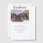 クラシック白黒クラスadd year scho卒業 ベラム紙招待状 (オフセット)