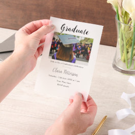 クラシック白黒クラスadd year scho卒業 ベラム紙招待状