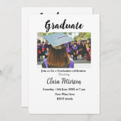 クラシック白黒クラスadd year scho卒業 招待状 (正面/裏面)