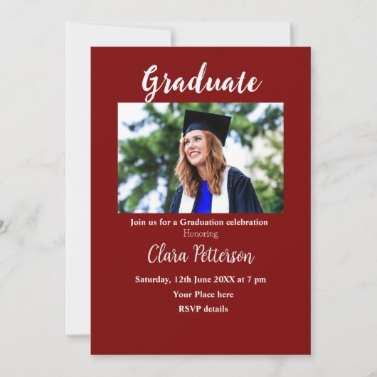 クラシック白黒クラスadd year scho卒業 案内状 (正面)