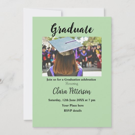 クラシック白黒クラスadd year scho卒業 案内状 (正面)