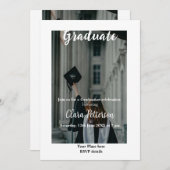 クラシック白黒クラスadd year scho卒業 案内状 (正面/裏面)