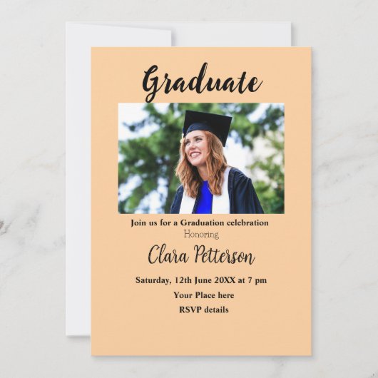 クラシック白黒クラスadd year scho卒業 案内状 (正面)