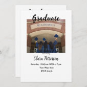 クラシック白黒クラスadd year scho卒業 案内状 (正面/裏面)