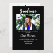 クラシック白黒クラスadd year scho卒業 案内状 (正面/裏面)