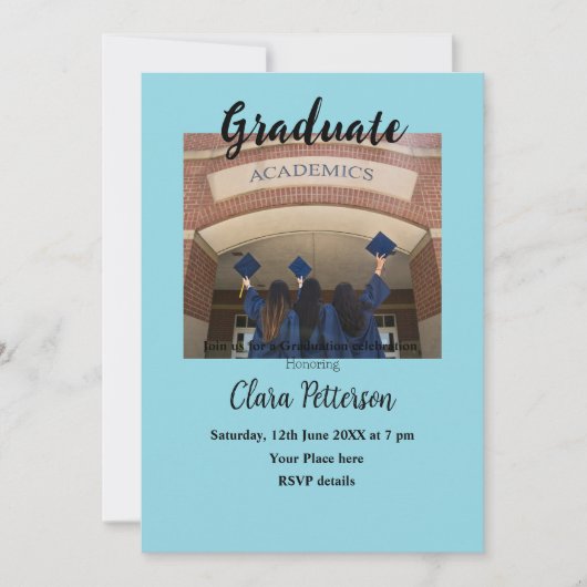 クラシック白黒クラスadd year scho卒業 案内状 (正面)