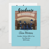 クラシック白黒クラスadd year scho卒業 案内状 (正面/裏面)