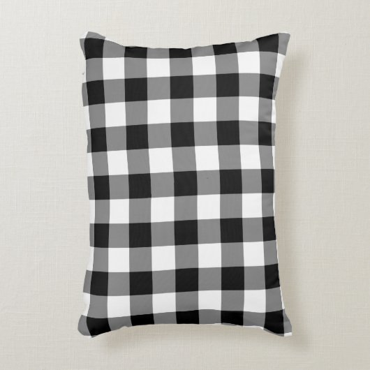 クラシック白黒ジンガム型枕 アクセントクッション (正面(垂直))