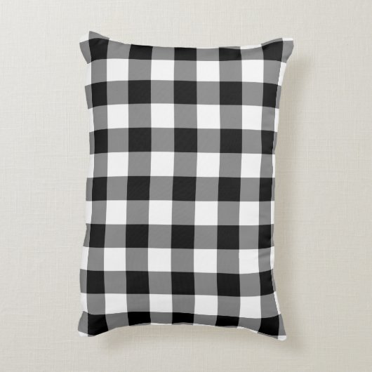 クラシック白黒ジンガム型枕 アクセントクッション (裏面(縦))