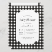 クラシック白黒ジンガム格子板 招待状 (正面/裏面)