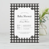 クラシック白黒ジンガム格子板 招待状 (スタンド正面)